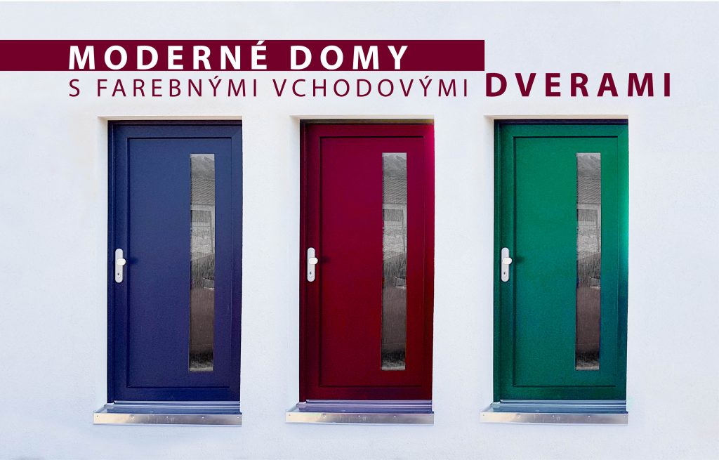 Moderné drevodomy s farebnými vchodovými dverami